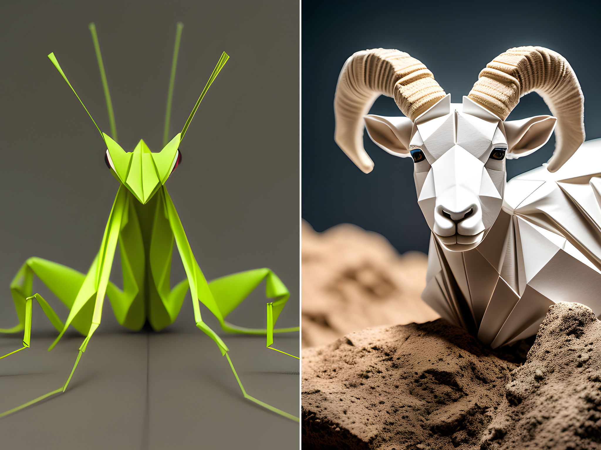 Praying Mantis & Bighorn Sheep - Origami